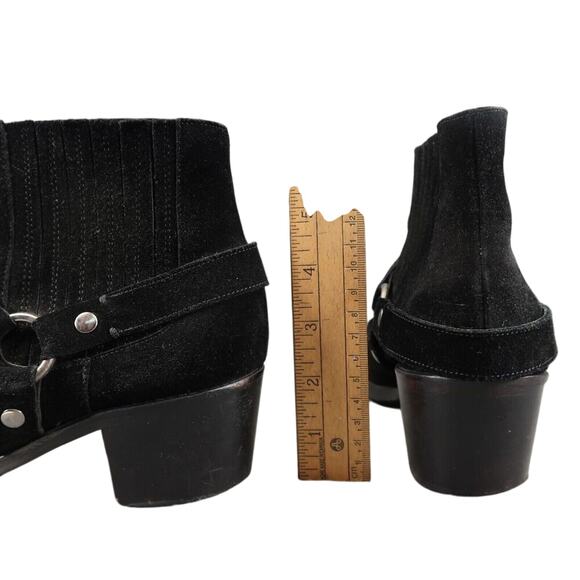 AllSaints Shoes Womens 40 Bootie Harness Leather Block Heel Fashion Slip On Boot - Picture 7 of 16